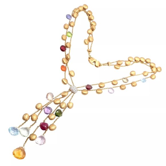 Authentic! Marco Bicego 18k Yellow Gold Paradise Gemstone Diamond Necklace - Picture 9 of 10